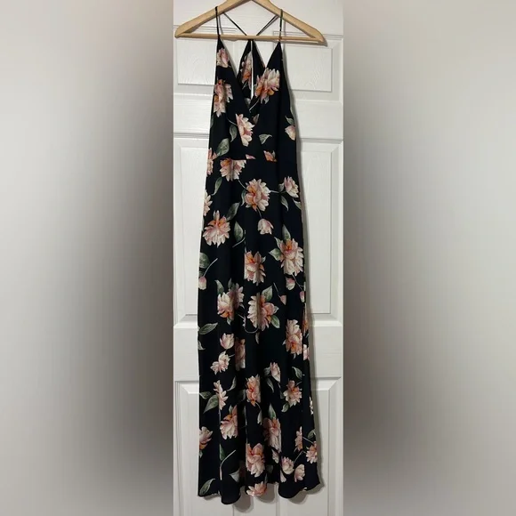 LUSH Black Floral Maxi Dress Sleeveless Women’s Size M - Picture 2 of 9